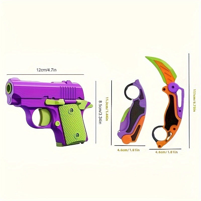 2 Pieces/Set - Fidget Toy, 3D Printed Claw Knife and Gun Toy