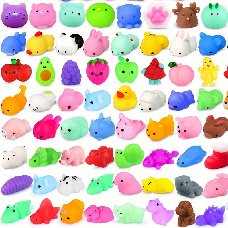 60pcs/ 100pcs Random Style Color Kawaii Squishies, Mochi Squishy Bulk For Party Favors, Mini Squishy Fidgets