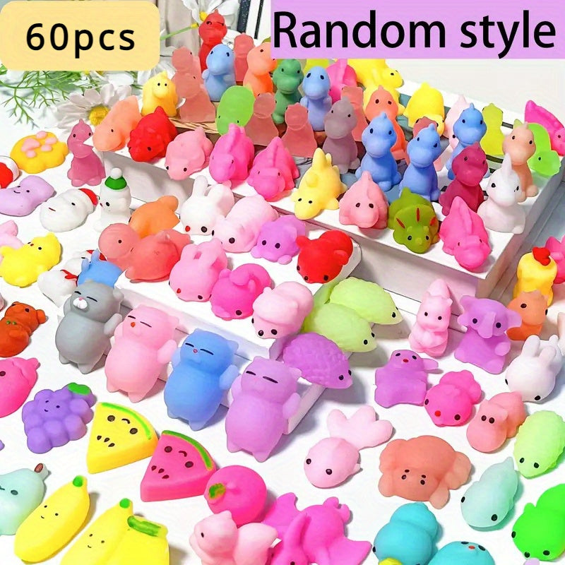 60pcs/ 100pcs Random Style Color Kawaii Squishies, Mochi Squishy Bulk For Party Favors, Mini Squishy Fidgets