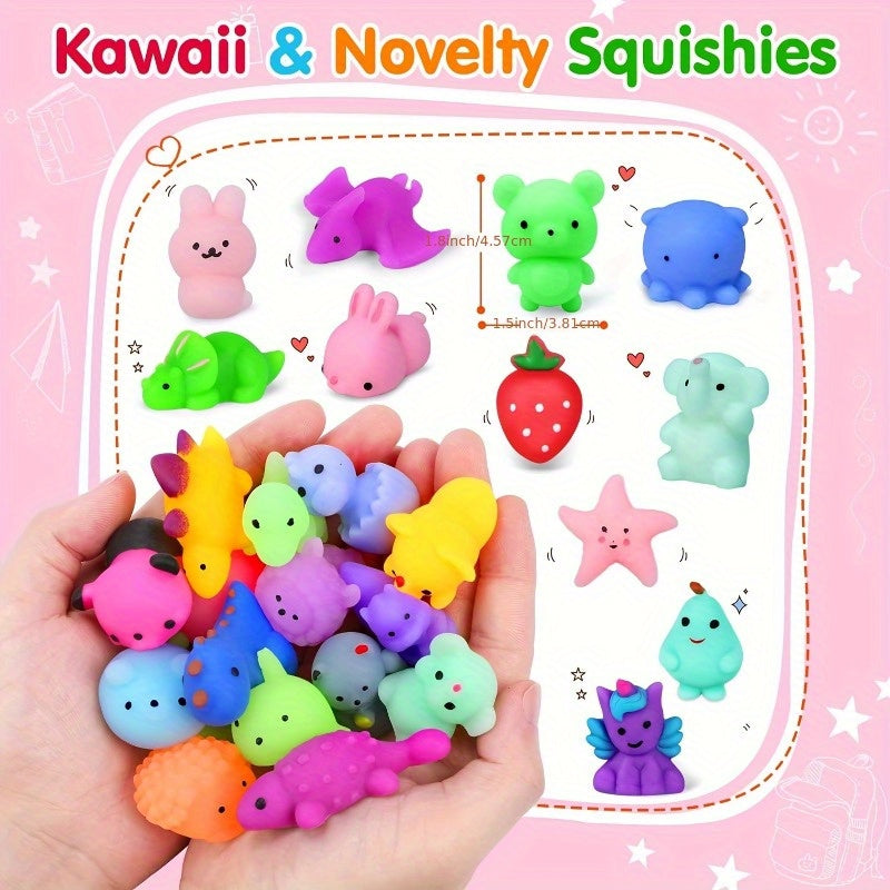 60pcs/ 100pcs Random Style Color Kawaii Squishies, Mochi Squishy Bulk For Party Favors, Mini Squishy Fidgets