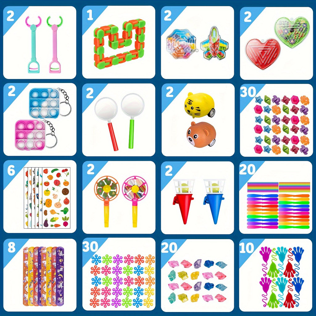 600 PCS Sensory Fidget Party Toys Pack Balls, Rainbow Springs, Wacky Tracks