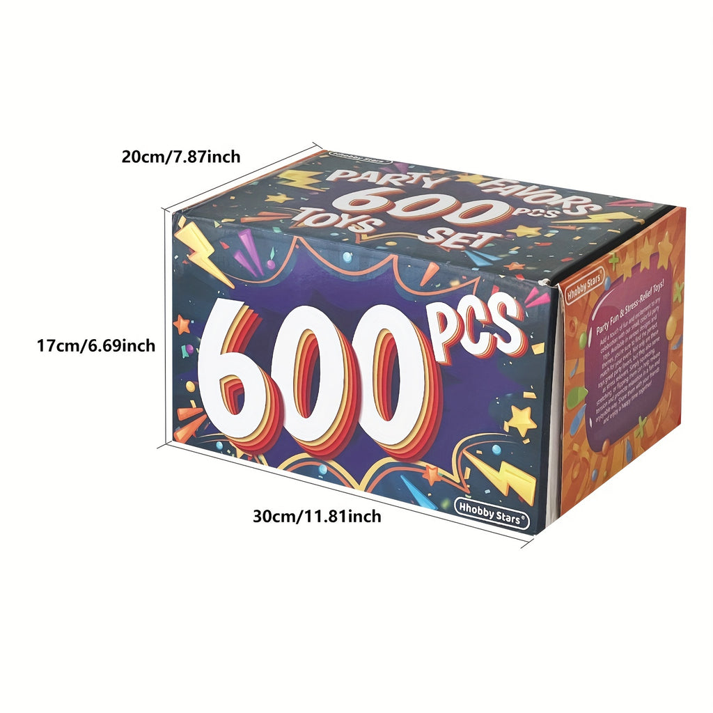 600 PCS Sensory Fidget Party Toys Pack Balls, Rainbow Springs, Wacky Tracks