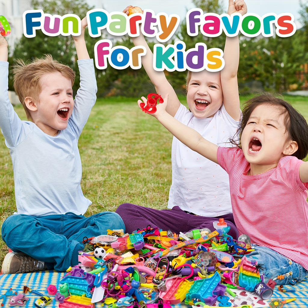 600 PCS Sensory Fidget Party Toys Pack Balls, Rainbow Springs, Wacky Tracks