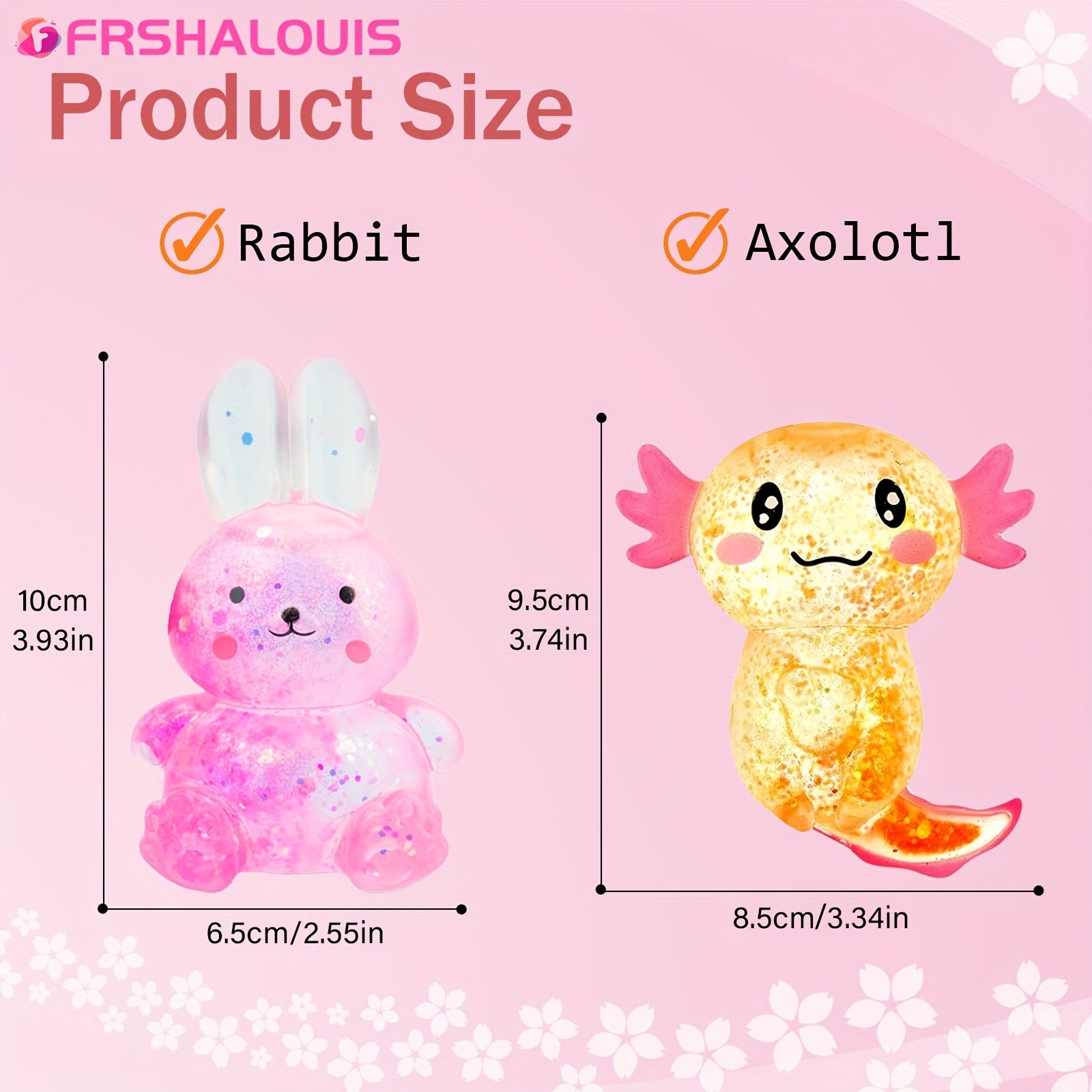 FRSHALOUIS 4pcs Squishy Fidget Stress Balls - Axolotl Rabbit Sensory Toys For Kids And Adults