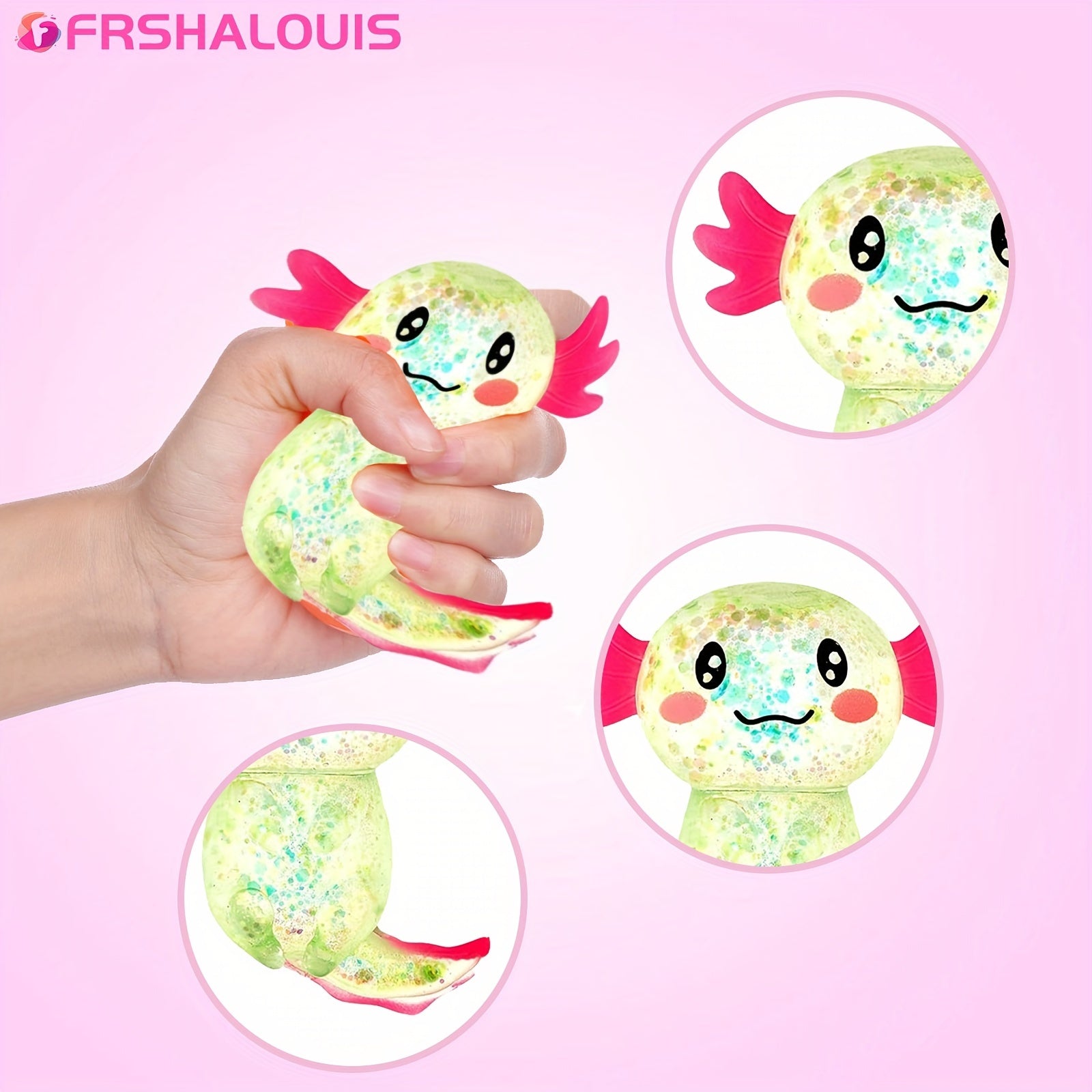 FRSHALOUIS 4pcs Squishy Fidget Stress Balls - Axolotl Rabbit Sensory Toys For Kids And Adults