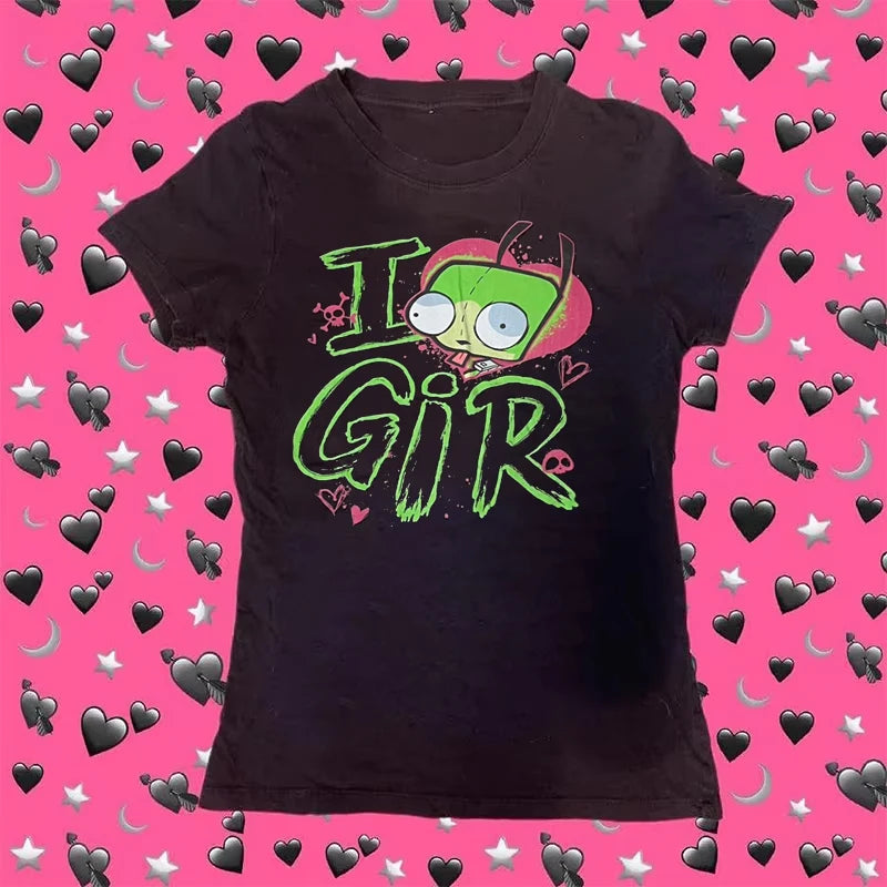 Aesthetic Emo y2k tops Baby Tees Tops Streetwear Gothic Harajuku Graphic Cool Girl T-shirt Vintage Crop Tops Wome clothes