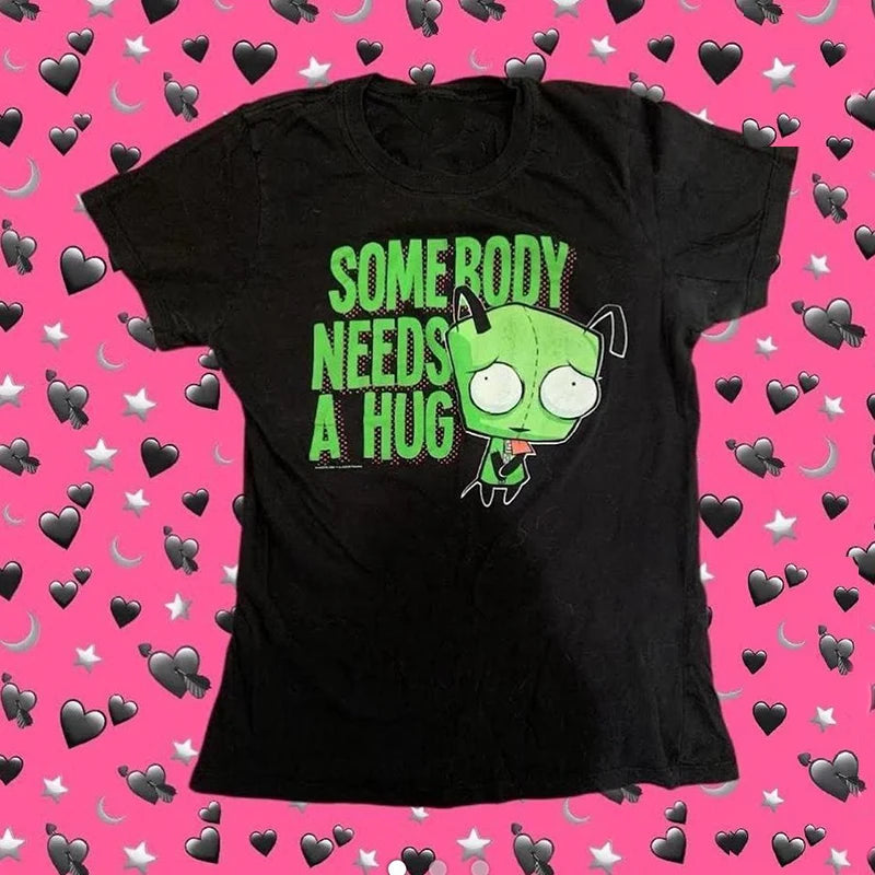 Aesthetic Emo y2k tops Baby Tees Tops Streetwear Gothic Harajuku Graphic Cool Girl T-shirt Vintage Crop Tops Wome clothes