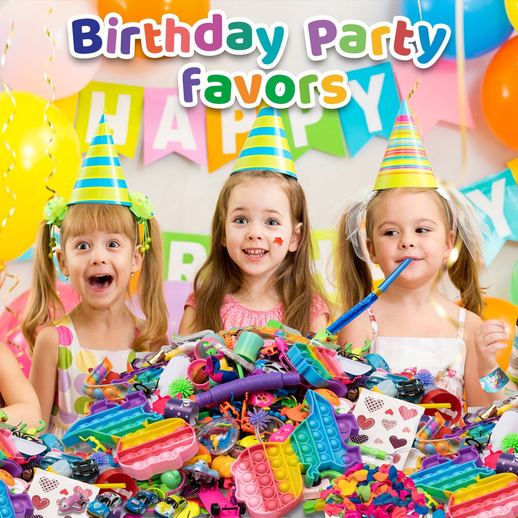 600 PCS Sensory Fidget Party Toys Pack Balls, Rainbow Springs, Wacky Tracks