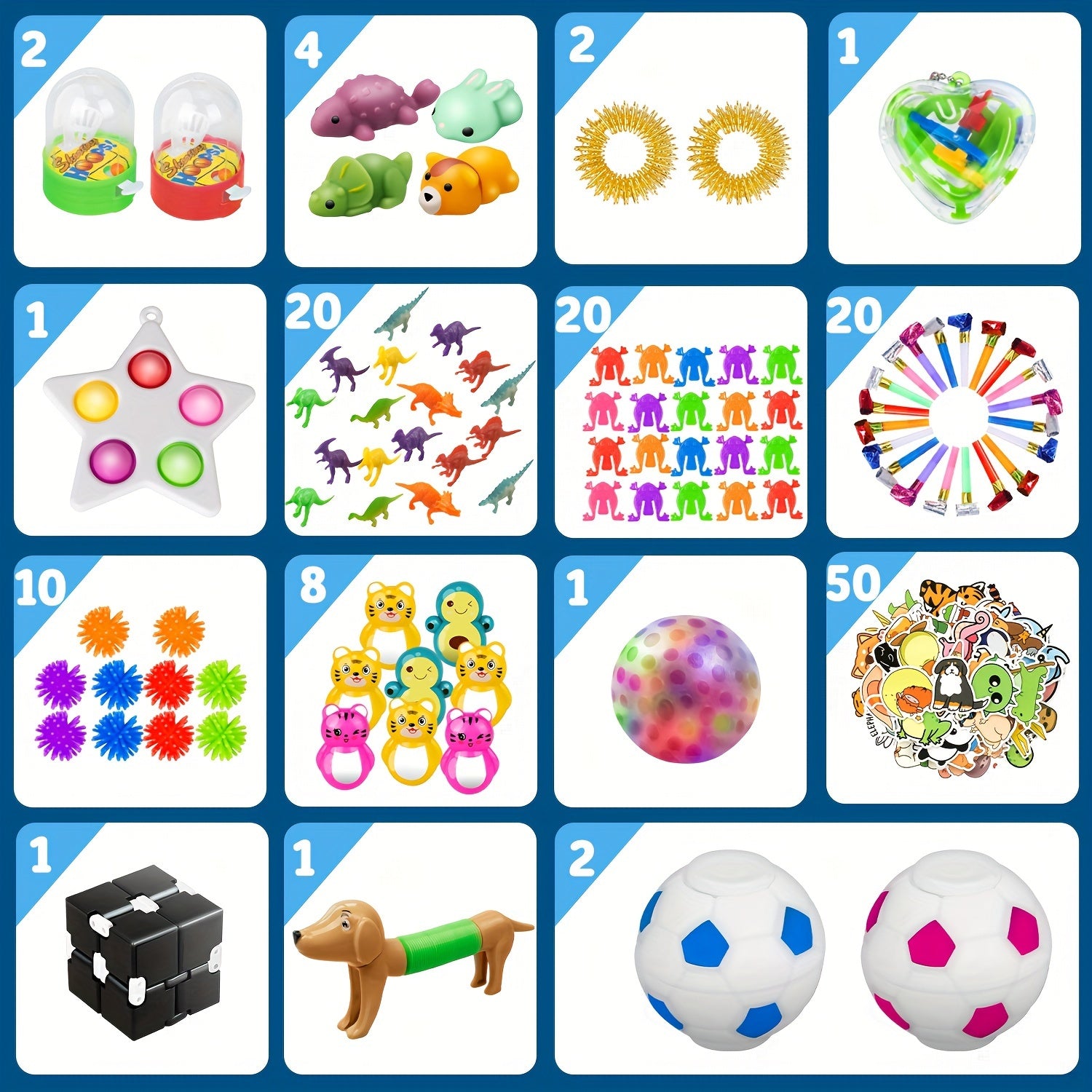 600 PCS Sensory Fidget Party Toys Pack Balls, Rainbow Springs, Wacky Tracks